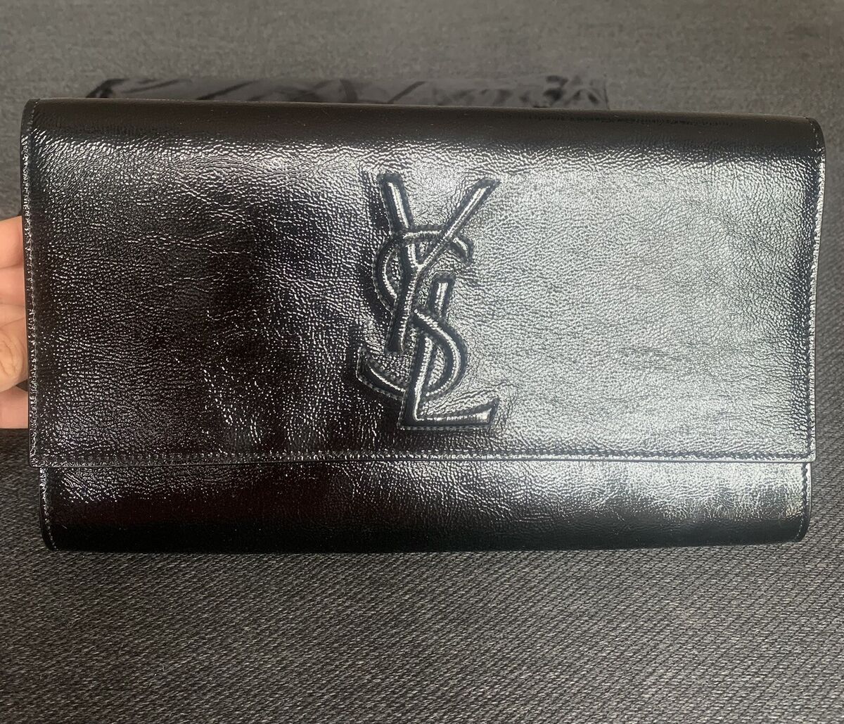 YSL Yves Saint Laurent Bag Black Patent Clutch Excellent YSL Yves Saint Laurent Bag Black Patent Clutch Excellent
