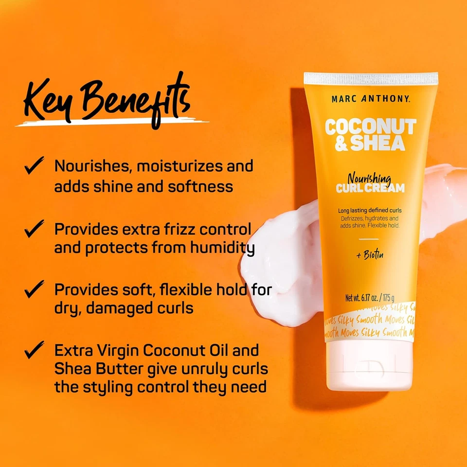 Marc Anthony Nourishing Curl Cream, Coconut Oil & Shea Butter - Anti-Frizz Bioti - Image 3 of 4