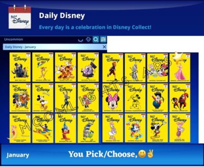 Topps Disney Collect (2020) DAILY DISNEY JANUARY - You Pick/Choose