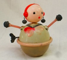 Vintage Celluloid Wind Up Toy Doll Made in Prewar Japan Working Order