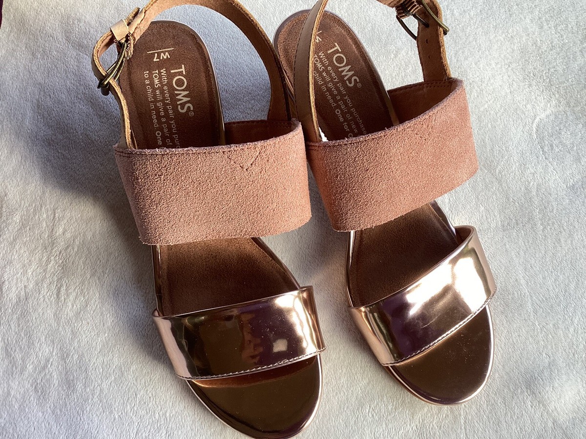 Ladies Sandals Toms Poppy Sandals Rose Gold Womens Shoes Toms