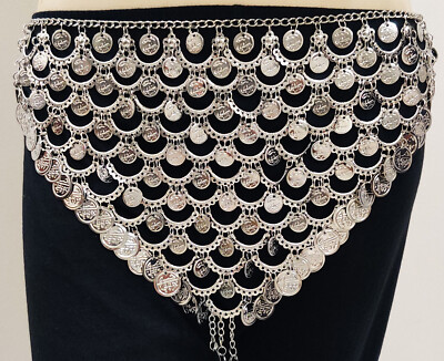 Tribal Silver Kuchi Belly Chain: Afghan Belly Dance Belt Silver Chain Belt Tribal Kuchi Tribal Gypsy ATS Boho Fashion  main image 3