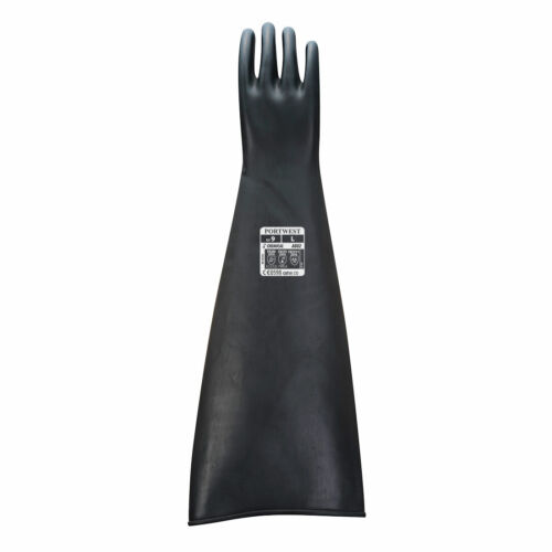Gant en caoutchouc latex lourd Portwest A802 A803 gantant noir ciment chimique - Photo 7 sur 7