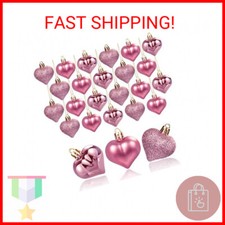 Rose Gold Heart Shaped Baubles - 36pcs Valentine's Day Decorations