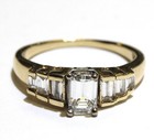 GIA 14k yellow gold 1.07ct emerald 3 stone diamond engagement ring 4g unique 7 — photo 2