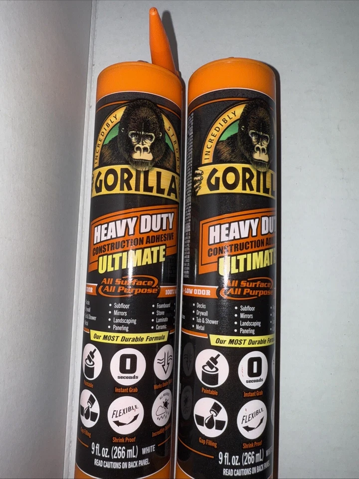 Gorilla Ultimate Heavy Duty Construction Adhesive 9oz Tubes- LOT OF 2 - Image 2 of 4
