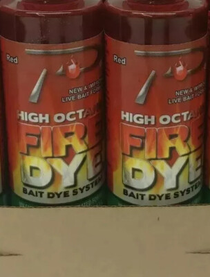 Two 4 Ounce Bottles Pautzke HIGH OCTANE FIRE DYE Fish Bait RED Fishing Formula