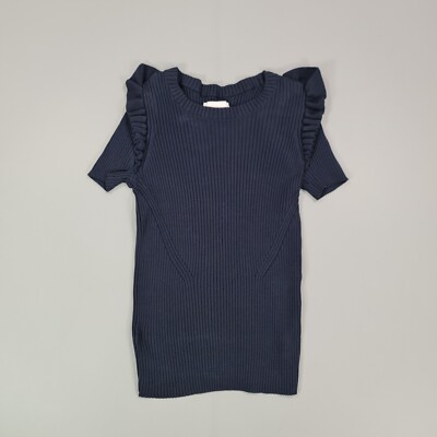 5 a 7 Cinq a sept Damen T-Shirt dunkelblau XS Rippstrick Oberteil Kurzarm