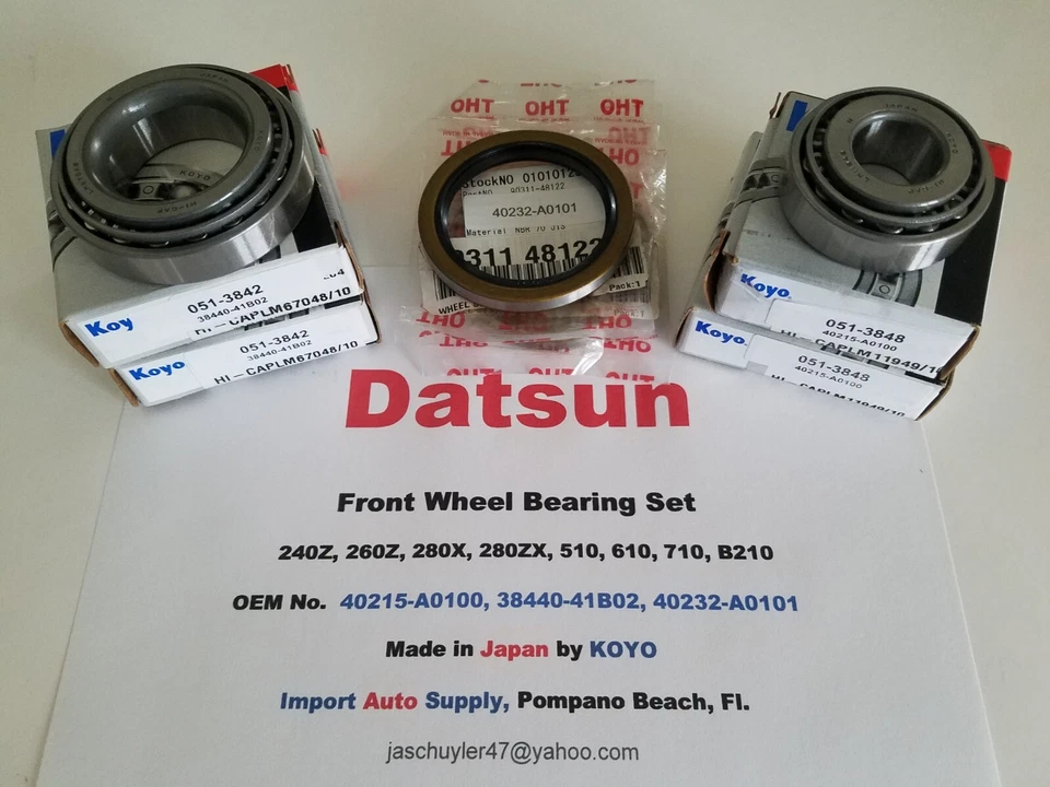 Front Wheel Bearing Kit fits Datsun 240Z 260Z 280Z 280ZX, 510 610 710 B210 (KOYO - Image 4 of 4