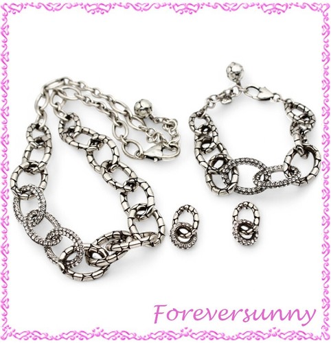 Brighton Pebble Pave Necklace  Bracelet Post Earrings Set Pouch