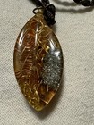 Unique Baltic Amber with Copper Wires Inside Pendant Necklace