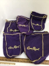 Crown Royal - Lot of 5 - Purple & Gold Drawstring Bags Cotton Material