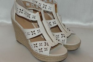white canvas wedge sandals