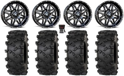 MSA Vibe 14'' Wheels Black 30'' Outlaw M/T Tires Kawasaki Brute Force IRS