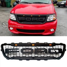 Grill For Ford F150 1999-2003 Front Bumper Grille Honeycomb Wletter Light Black