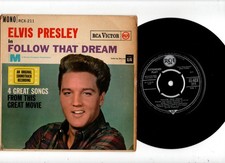 ELVIS PRESLY - FOLLOW THAT DREAM. UK 1962 ORIG 7" EP & PIC/SLEEVE. EX