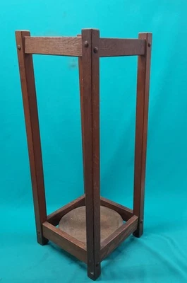 Antique Craftsman, Mission, Arts And Crafts Umbrella Stand W/Orig Drip Pan - Image 1 of 4