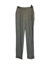 The Ralph Lauren Purple Label Jaena Pleated Wool Flannel Trousers Size 2 Gray
