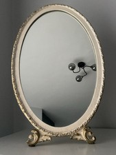 Vintage Oval French Style Dressing Table Mirror Cream/Gold 18 x 11.5 Inches