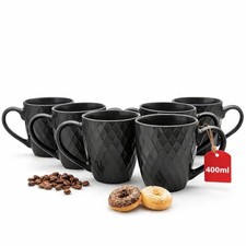 Kaffeetassen Set 6er 400 ml schwarz aus Keram...