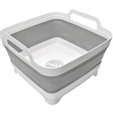 Collapsible Wash Basin 9L, Foldable Dish Tub with Drain Plug, Portable