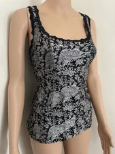Cache Brocade Floral Jacquard Corset Tank Top L Lace Goth Y2K Whimsigoth VTG