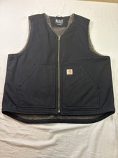 Carhartt Vest Men  s Large Black Sherpa Lined Relaxed Fit Workwear Canvas DV4394