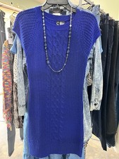 Piper & Blue Royal Blue Cable Knit Cap Sleeve Dress Women L