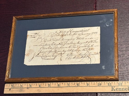 1776 CT Revolutionary War colonial pay document signed John Jeffrey Sam Wyllys