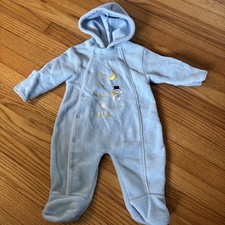 Snow Suit Bunting Baby Boys 3-6 Months Plush Snowman Light Blue Silent Night