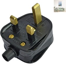 Heavy-Duty 3-Pin 13A Plastic Plug in Black - Safe & Reliable Power Connection