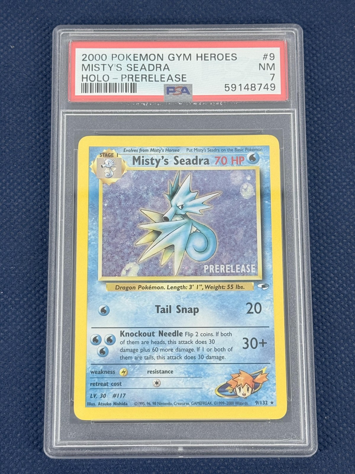 Pokemon Misty's Seadra 9/132 Holo Prerelease 2000 Gym Heroes PSA 7 Near Mint