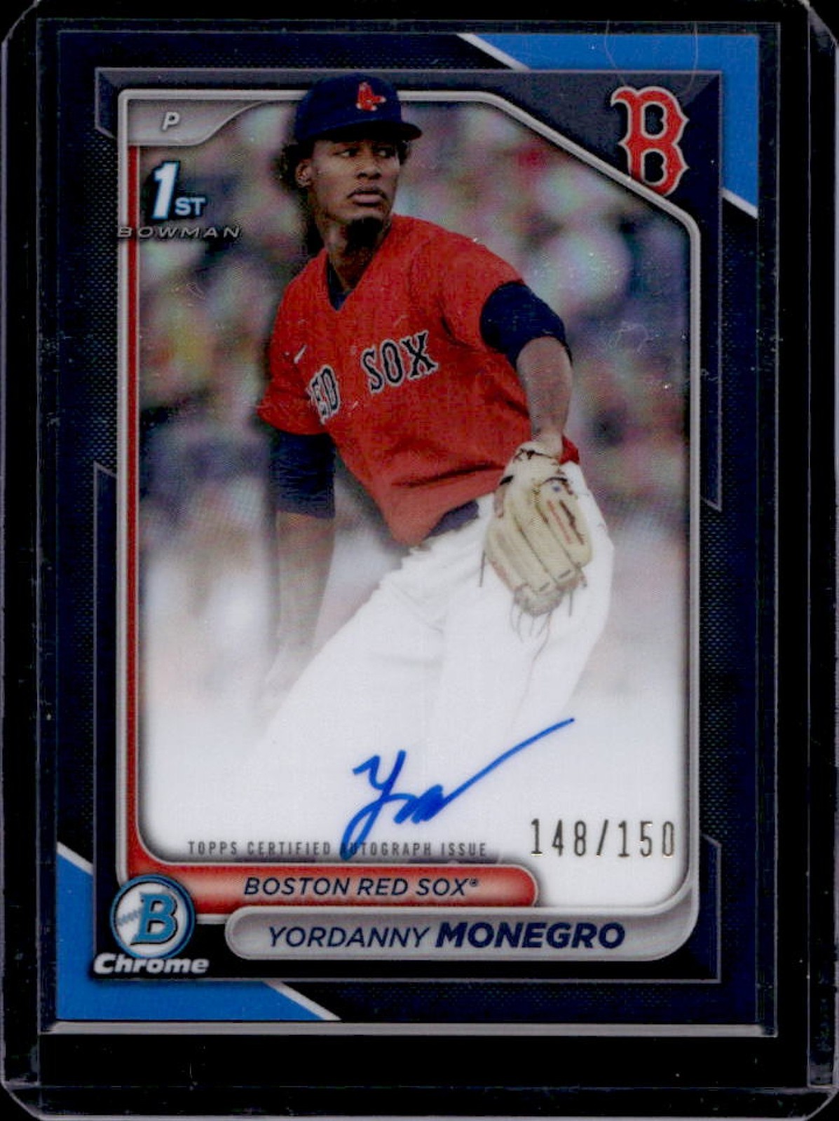 2024 Bowman Chrome Yordanny Monegro Auto Blue Refractor 1st #148/150