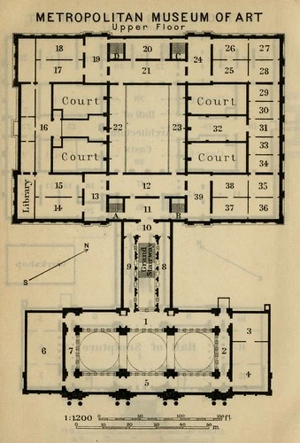 Antique Map-NEW YORK-METROPOLITAN MUSEUM OF ART-USA-Baedeker-Wagner & Debes-1909