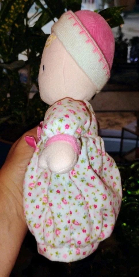 Carter's Baby Doll Sonajero Peluche Blanco con Flores Rosas y Verdes Camisón 10" Juguete G Foto 4 de 4