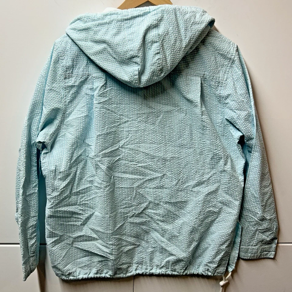 Charles River Women's XL Seersucker Pullover Hoodie Half Zip Aqua Blue Striped - Image 2 of 4