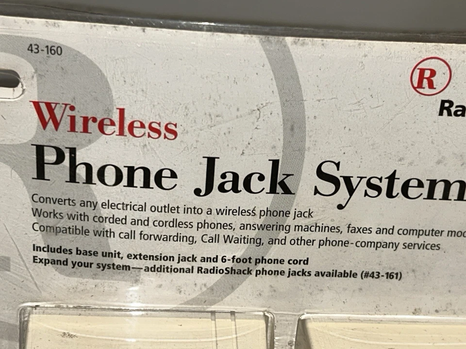 СИСТЕМА БЕСПРОВОДНОГО ТЕЛЕФОННОГО РАЗЪЕМА RADIOSHACK 43-160 БАЗОВЫЙ БЛОК УДЛИНИТЕЛЬ РАЗЪЕМ И ШНУР 6 ФУТОВ - Изображение 2 из 4