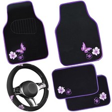 Butterfly Steering Wheel Cover and Waterproof Car Black and Purple Butterfly
