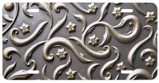 RAISED METAL FLORAL DESIGN License Plate 6 X 12 Inches Aluminum New