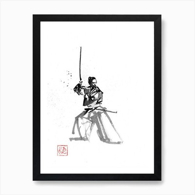 Samurai En Garde Art Print Framed Wall Art Poster Canvas Print Picture
