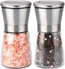 H&S Salt and Pepper Grinder Set - Manual Mill Grinders for Kitchen - Glass