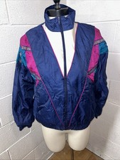VTG 80S Polyester Windbreaker Size Medium Just For Petites Purple Color Block A2