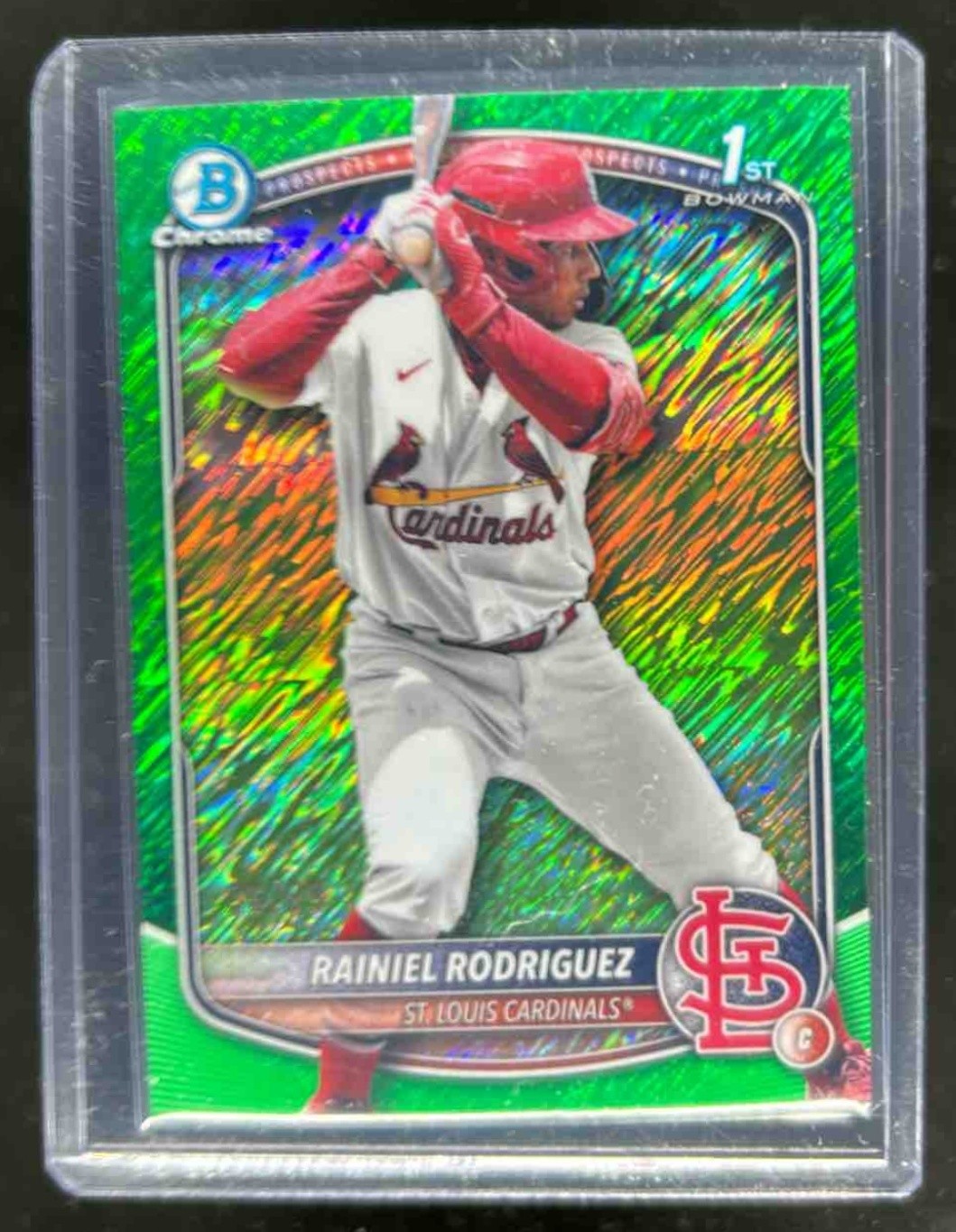 2025 Bowman Chrome Rainiel Rodriguez Green Shimmer Refractor 1st #/99