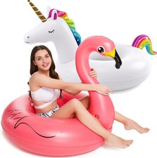 Inflatable Unicorn Flamingo Pool Floats - Jasonwell 2 Pack Pool Floaties Rafts