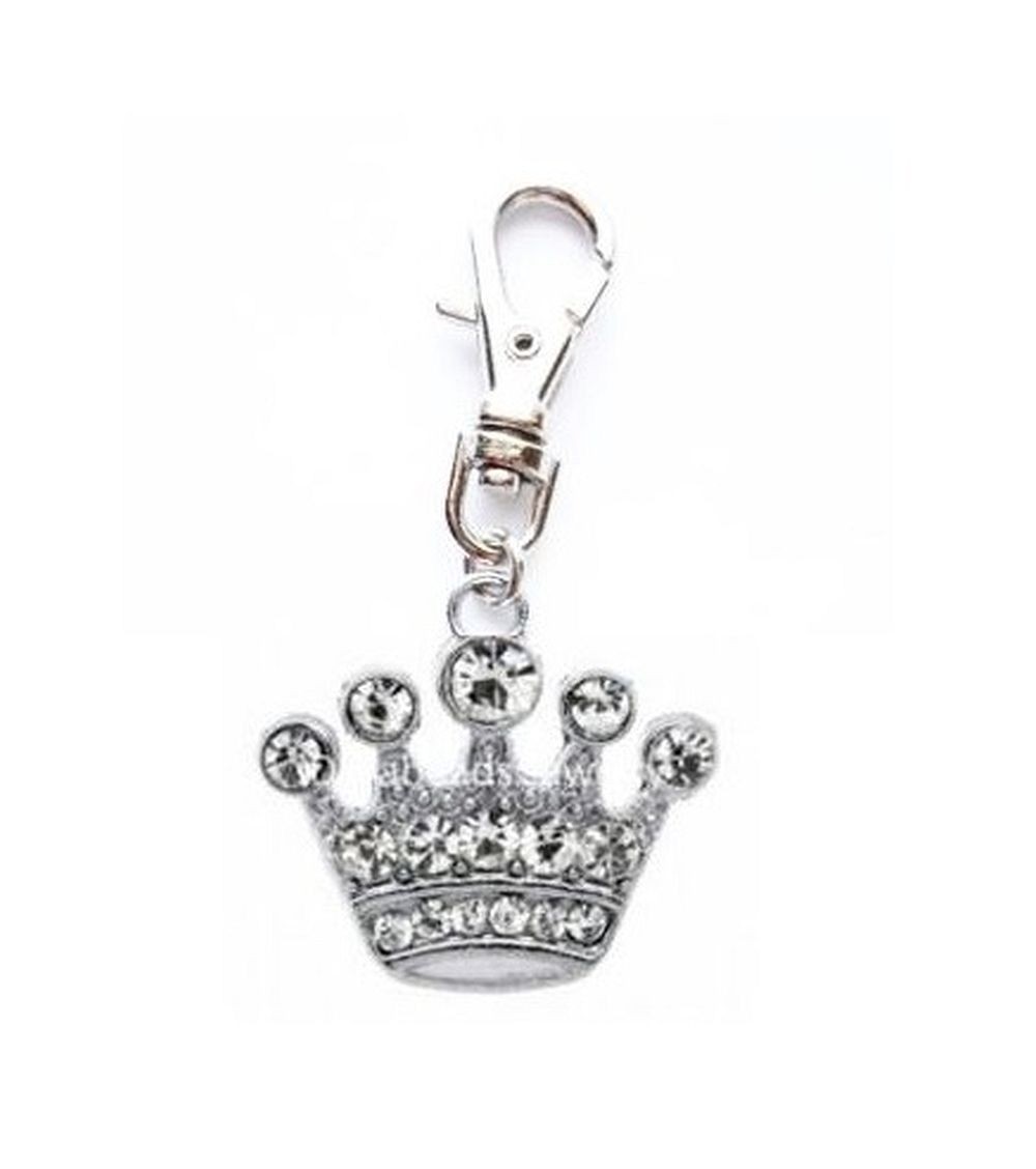 CROWN CHARM PRINCESS QUEEN DOG CAT COLLAR JEWELRY / ZIPPER PULL BAG PURSE WALLET
