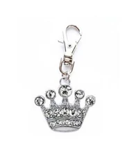 CROWN CHARM PRINCESS QUEEN DOG CAT COLLAR JEWELRY / ZIPPER PULL BAG PURSE WALLET