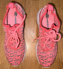 Heelys Player Pink  Grey Knit Wheeled Roller Skate Sneakers - Size 5