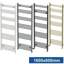 Bathroom Flat Heated Towel Rail Radiator Chrome Black Brass Anthracite White
