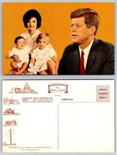 JFK Jackie Kennedy Family Mirro-Krome Postcard Washington DC Capital S-174-A