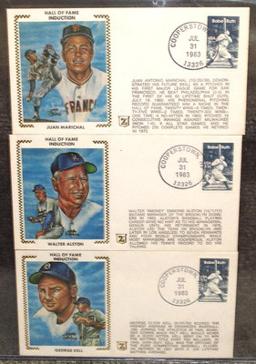 JULY 31 1983 COOPERSTOWN 3 HOF INDUCTION 1ST DAY ISSUES MARICHAL ALSTON KELL